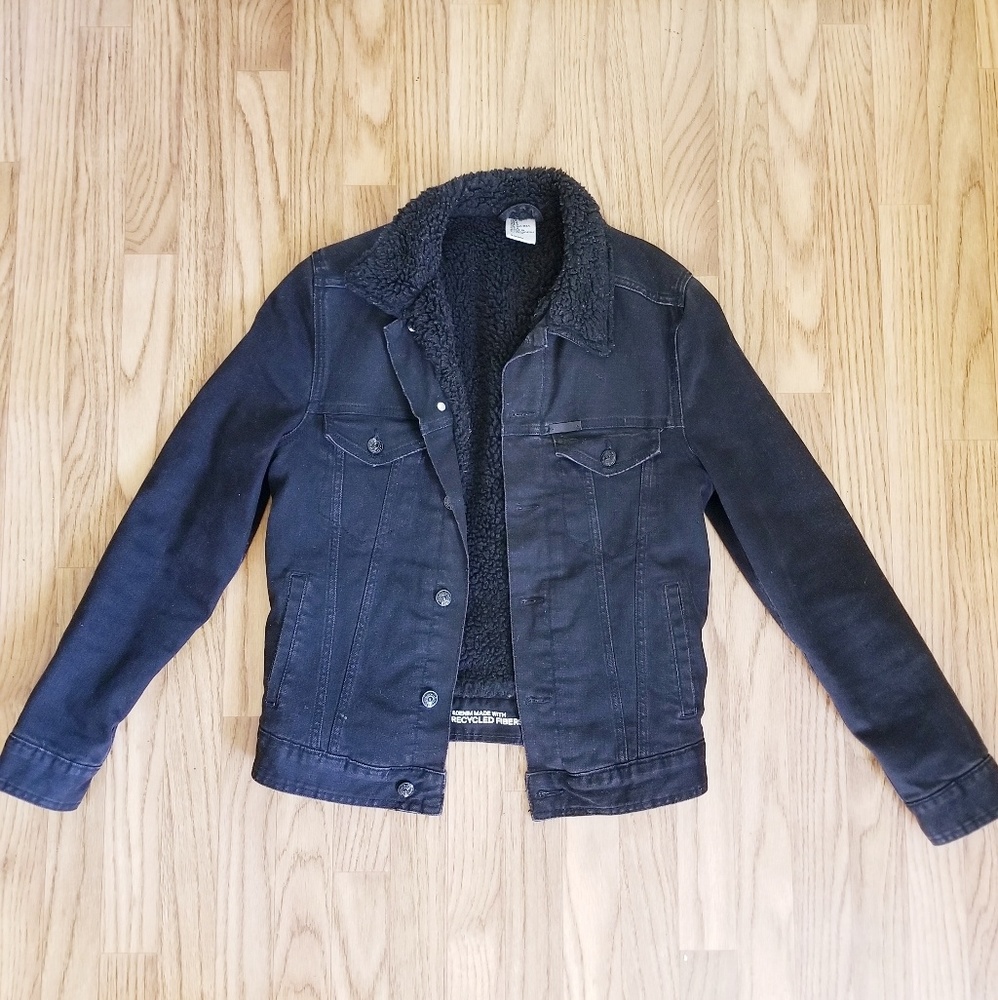 Black denim sherpa jacket